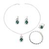 Shiny Diamond Drop Emerald Necklace Earrings Bracelet Ring Four-piece Set