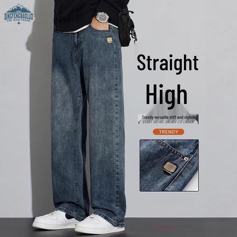 

Dingfengbaoluo Men s Retro Loose Straight-Leg Jeans 30