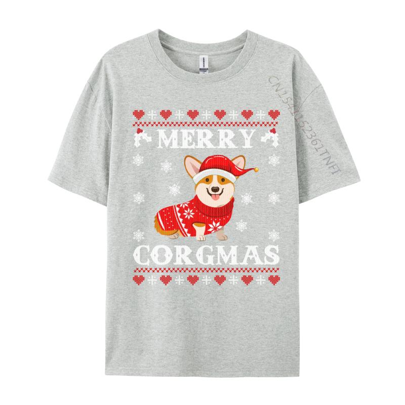 Corgi Dog Merry Corgmas Santa Corgi Ugly Christmas Sweater Cotton T-Shirt Leisure Tees Tops Clothes Camisas