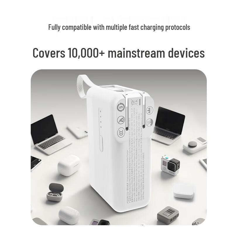 Lenovo 45W 3-in-1 Portable Power Bank with Built-in Cables & AC Plug