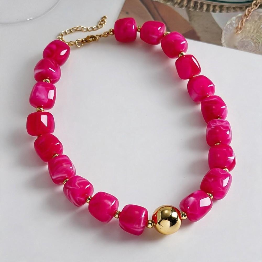 Multi Color Beaded Necklace Resin Acrylic Vintage Choker Resin Beaded Chokers Vacation Accessories