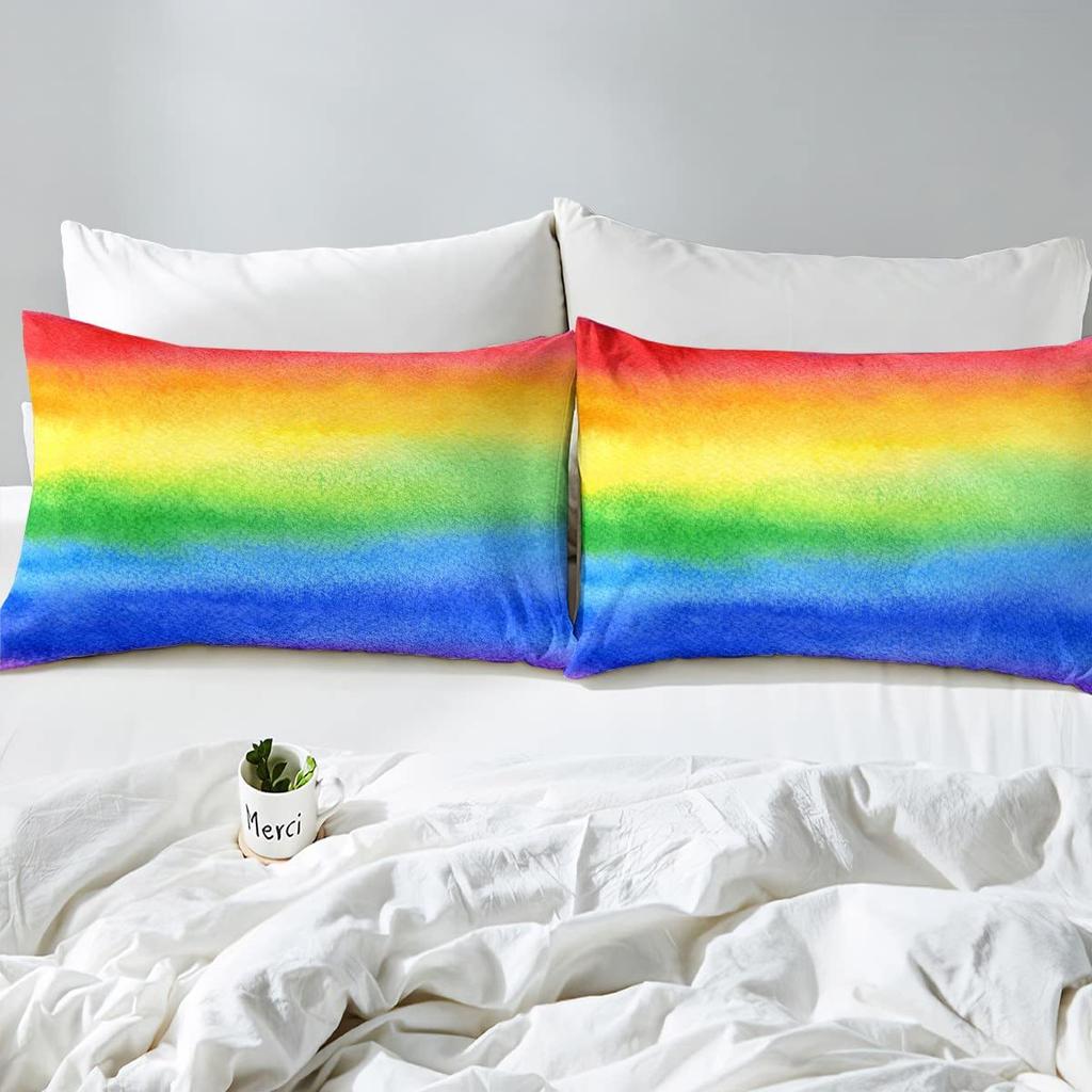 Colorful Rainbow Pattern Mattress Three-Piece Digital Printing Couple Bedspread Bedding Set
