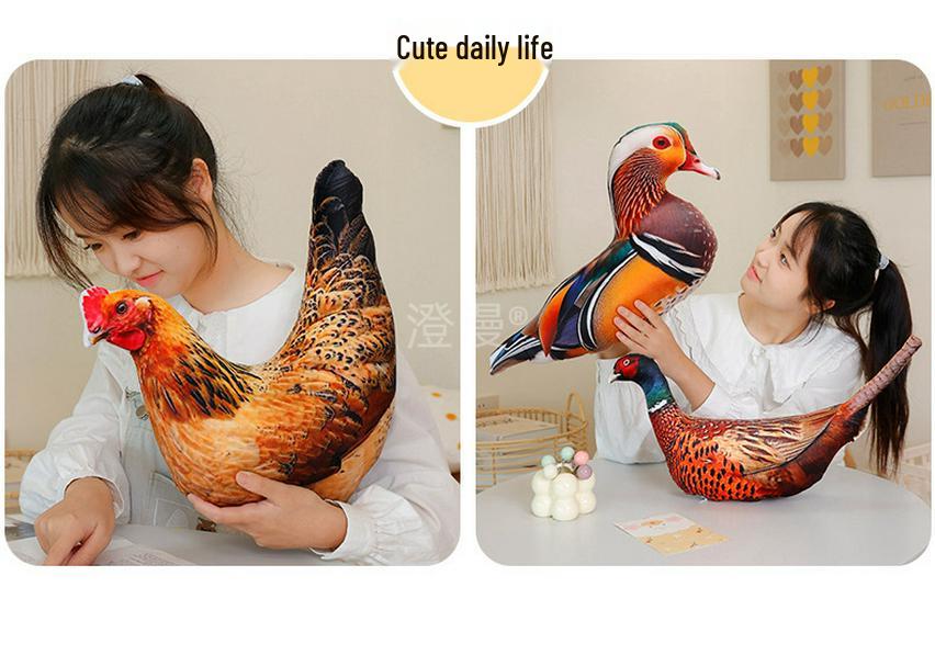 Wild Animal Plush Toy: Rooster, Hen, Duck, Goose Cushion Pillow - Children's Birthday Gift