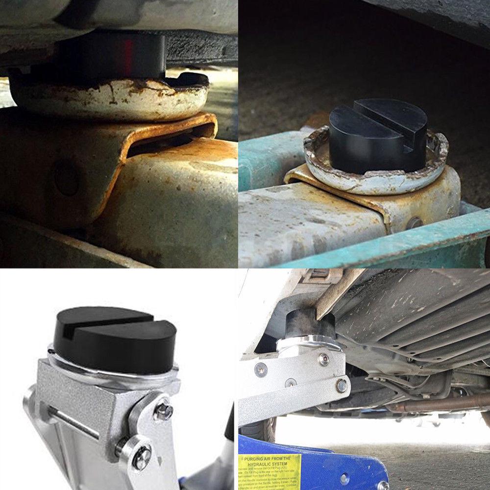 2 Pcs Car Black DIY SUV Slotted Frame Rail Hydraulic Floor Jack Disk Rubber Pad