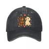 Playful Dachshund Love Duo Illustrat Washed Baseball Cap Outdoor For Womens Unisex FeUnisex Dad Hat