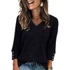 Women's T Shirt Tee Button 3/4 Sleeve Tunic Daily Weekend Fashion Basic V- Neck Regular Top