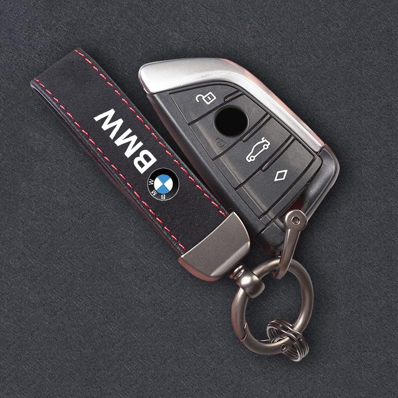 With Car Logo Key Accessories Man Suede Keychain Keyring For BMW iX1 i7 F07 F48 F39 F34 F40 F45 F46 G30 G20 G32 E70 E71 E66 E65