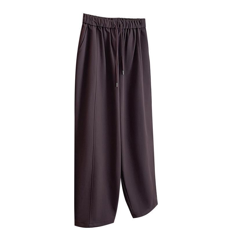 2025 Autumn Plus Size High Waist Loose Casual Twill Satin Pants for Women - Slimming, Versatile, and Long Fit