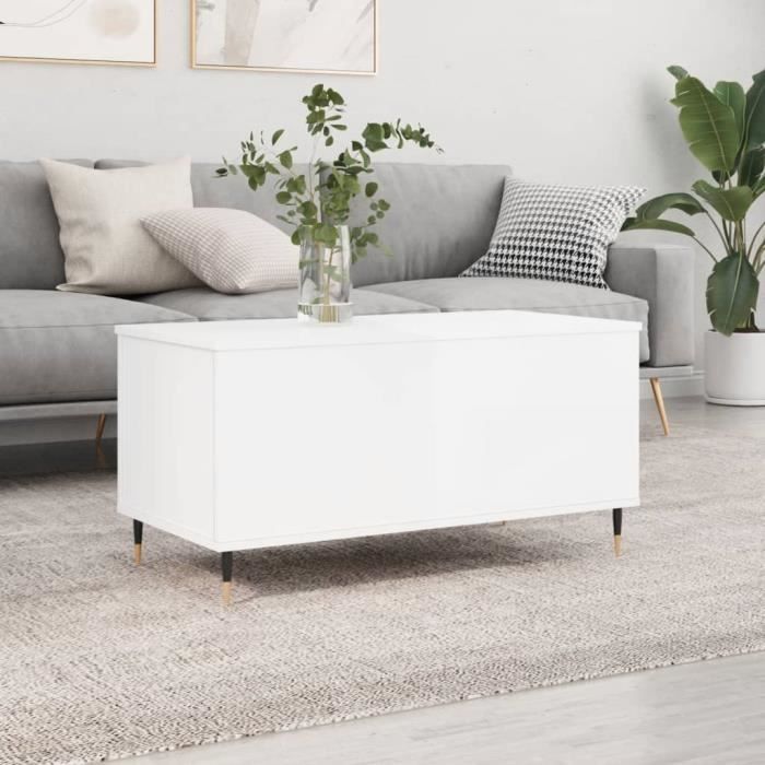 VidaXL Coffee Table High Gloss White 90x44.5x45 Cm Engineered Wood 830966