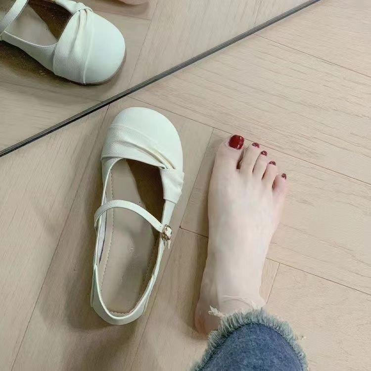 Soft-soled Mary Jane Small Leather Shoes Autumn French Beanie Shoes Ins Student Niche Flat-soled Evening Single Shoes