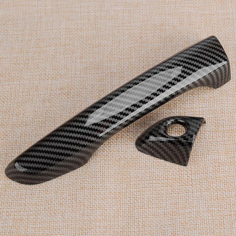 1 Set Car Carbon Fiber Style ABS Exterior Door Handle Cover Trim Fit for Hyundai Elantra 2017-