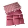 Jewelry Storage Box with 3 Layers Large Capacity Rounded Corners Velvet Interior Earrings Rings Organizer Storage Case