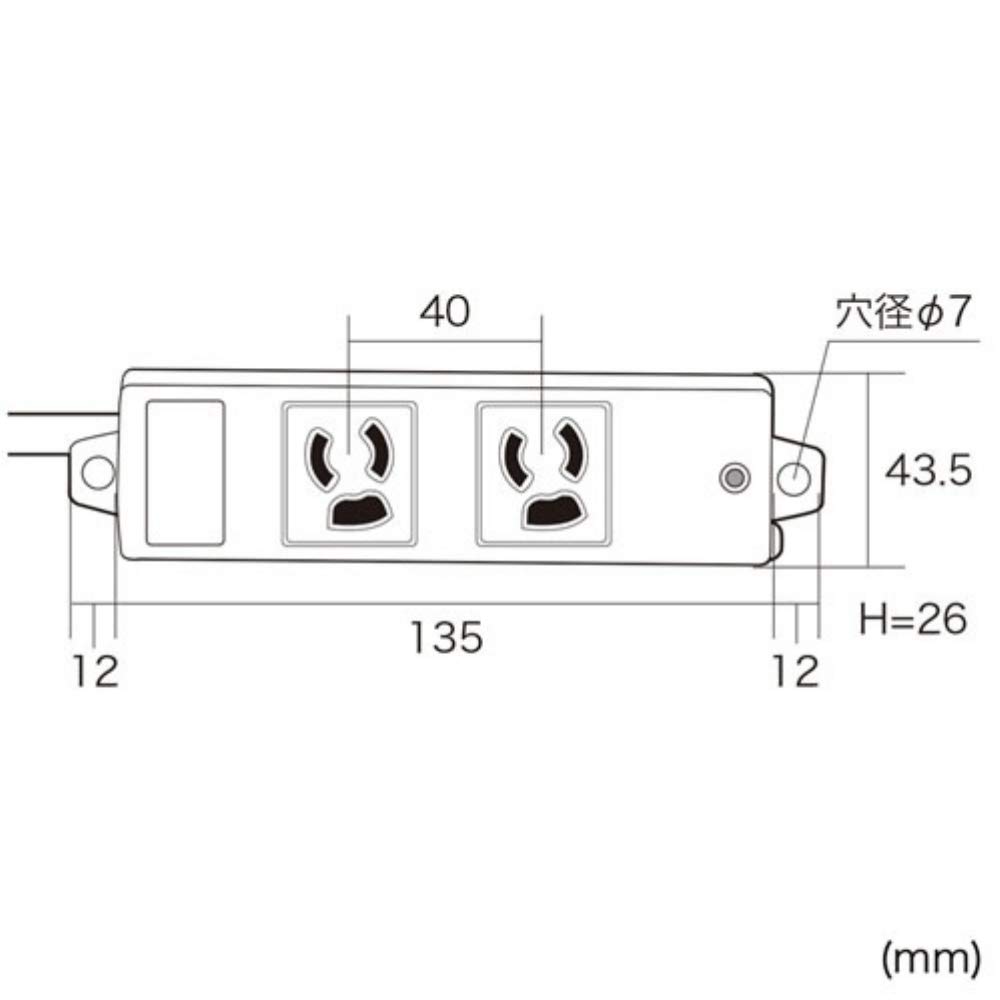 SANWA SUPPLY Construction Site Tap, 3-Pin, 2 Outlets, L-Shaped Plug with Magnet, 1m, TAP-K2L-1