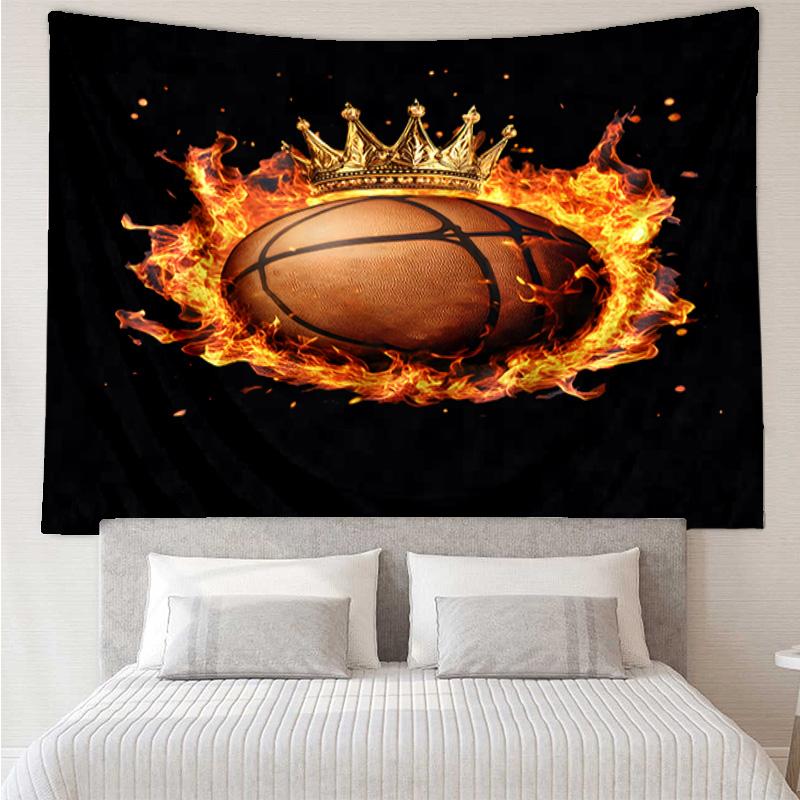 1PC Basketball Crown Fire Sport K-pop music group Tapestry Accessories for Bedroom,Livingroom, dormitory Room Wall Decor Fan Birthday Gifts