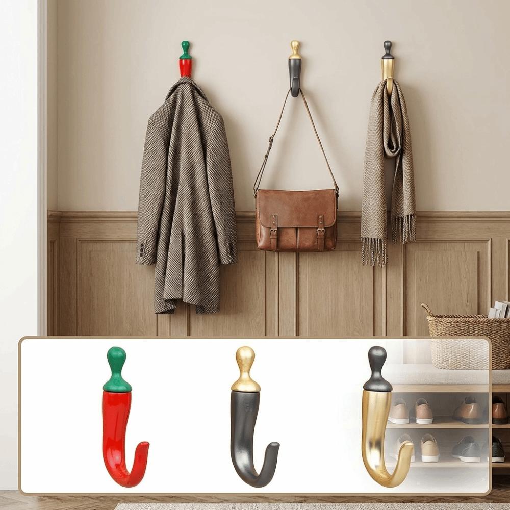 Zinc Zinc Zinc Alloy Chili Clothes Hook Moisture-proof Coat Hook Creative Wall Hanging Hooks Entryway