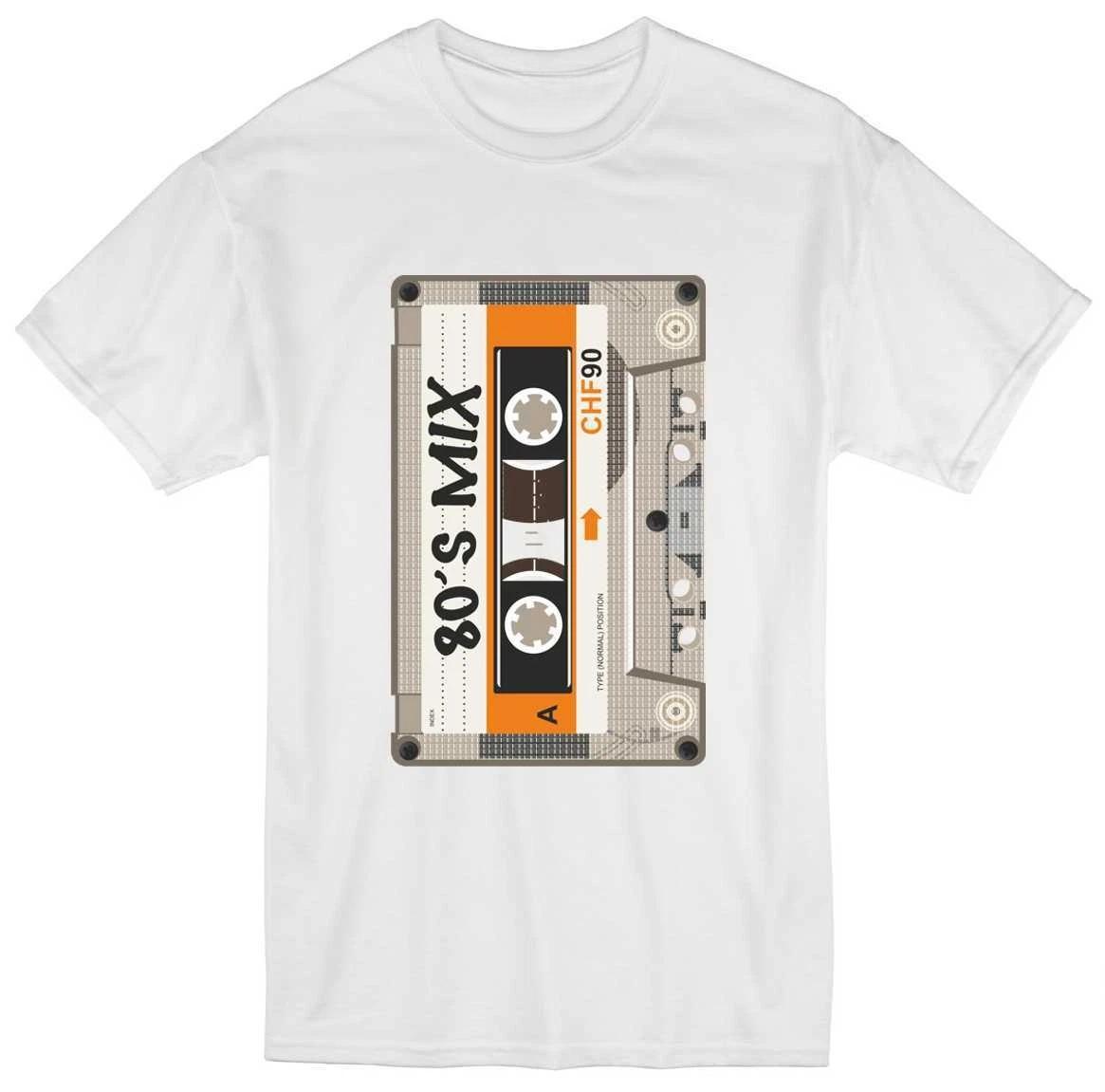 80s Retro Music Tshirt C90 Cassette Mixing Tape Unisexs Regular Version Tshirt Printed Short Sleeved Comfortable Wearing S