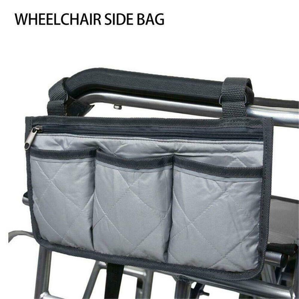 Reflective Strip Multi-pocketed Pocket Organizer Armrest Pouch Storage Bag Wheelchair Side Bag