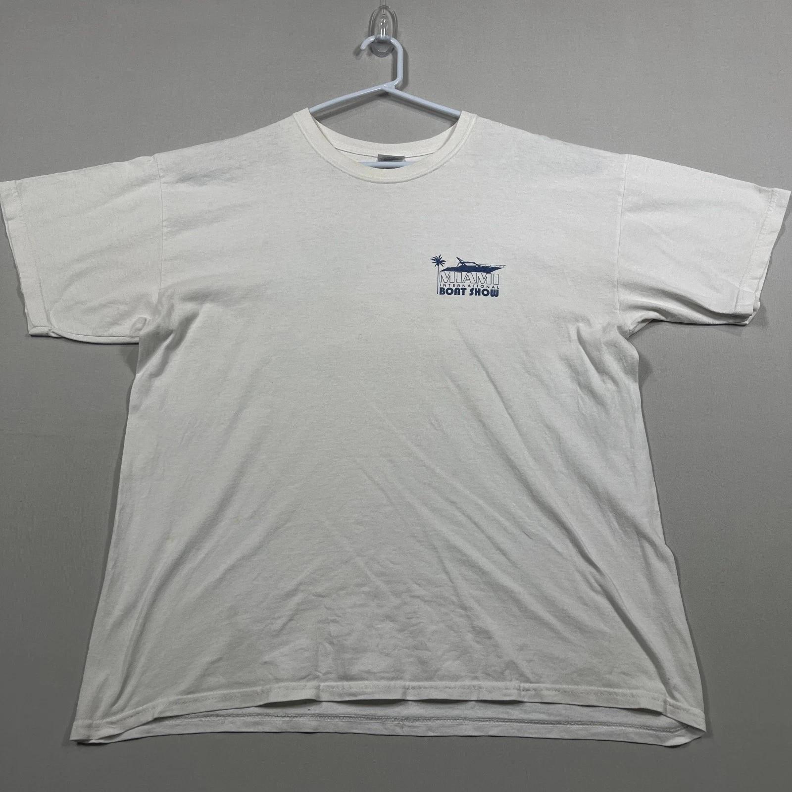 

Miami International Boat Show 2010 Gildan White Graphic Tee T Shirt Mens XL 2XL