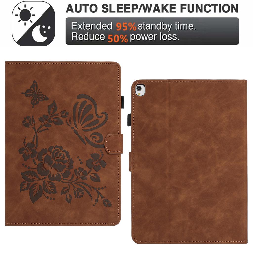Tablet Case For iPad 10.2 (2020)/(2019)/Air 10.5 inch (2019)/Pro 10.5-inch (2017) Card Holder Stand Butterfly Floral Imprinted Leather Cover