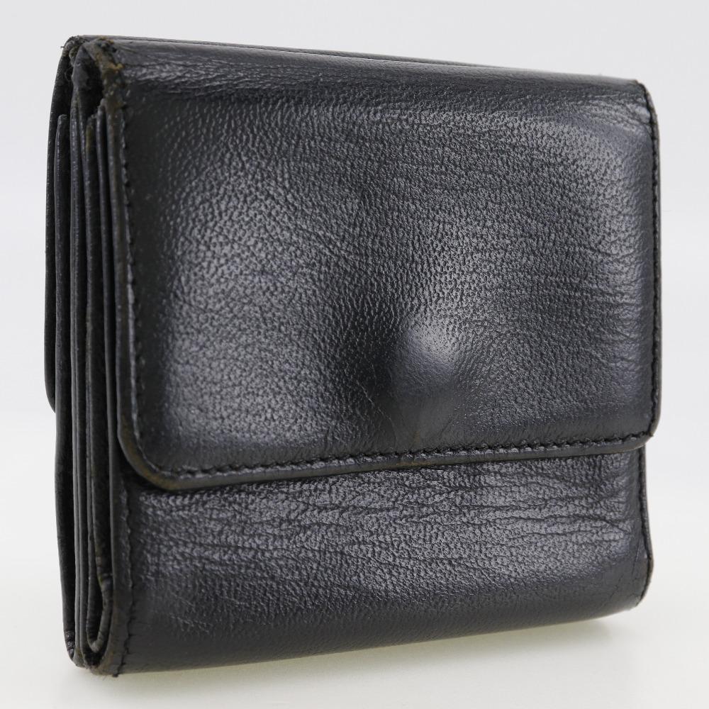 Chanel COCO Mark Bi-Fold Wallet A13456 Double Sided Black Calfskin Women Used