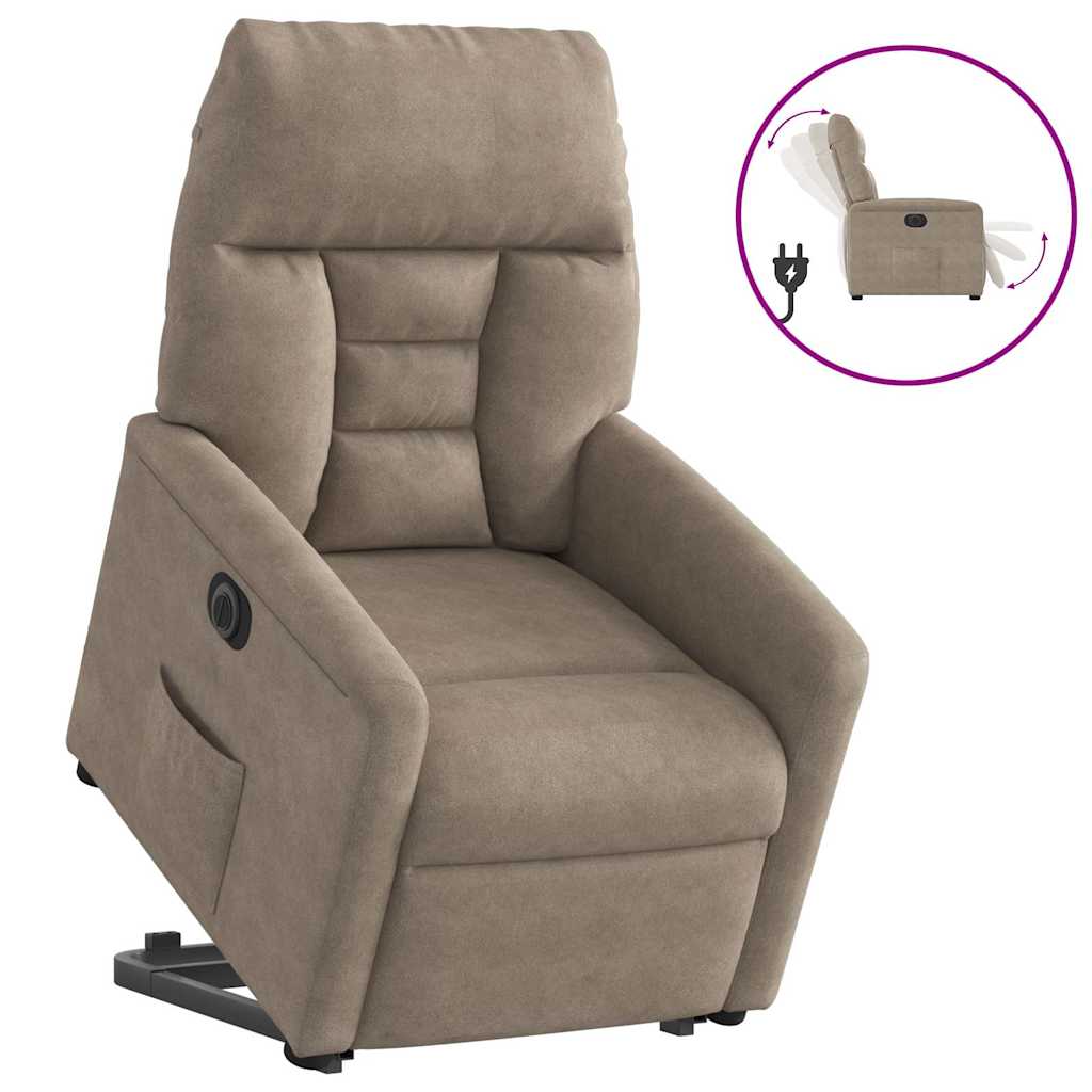 Recliner Chair with Lift Assistance Electric Taupe Microfiber Fabric