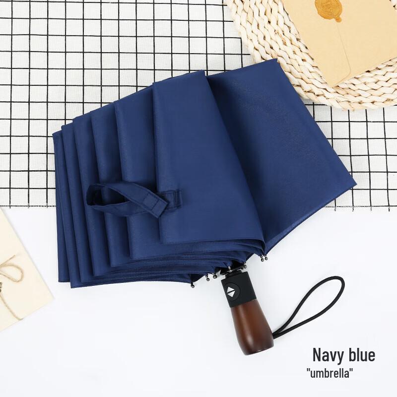 Automatic Folding Umbrella with Solid Wood Handle