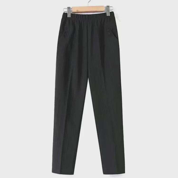 Sommerhose mit hoher Taille und elastischer Oma-Hose: Lässige, atmungsaktive Neun-Punkt-Hose für Frauen mittleren Alters und ältere Frauen