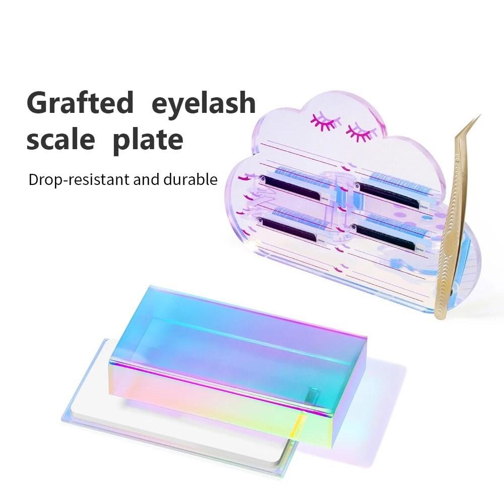 Colorful Acrylic False Eyelash Holder Pallet Storage Cloud Shape Eyelash Holder Eyelash Extensions with Scale 1, 1 Piece