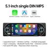 General 1 Din Car Radio MP5 IPS HD Player Support Wireless Carplay Android Auto Bluetooth FM AM RDS Stereo USB WIFI Video Player 5.1In Digital Display