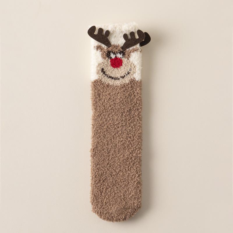 Cute Christmas Socks Women's Winter Warm Stacking Socks Home Indoor Sleeping Socks Plush Floor Socks