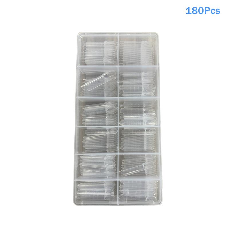 Space French Dual Forms 15 Sizes Clear Reusable Dual System Molds Fake Nails For Nail Extension DIY 30/60/75/90/120/150/180Pcs