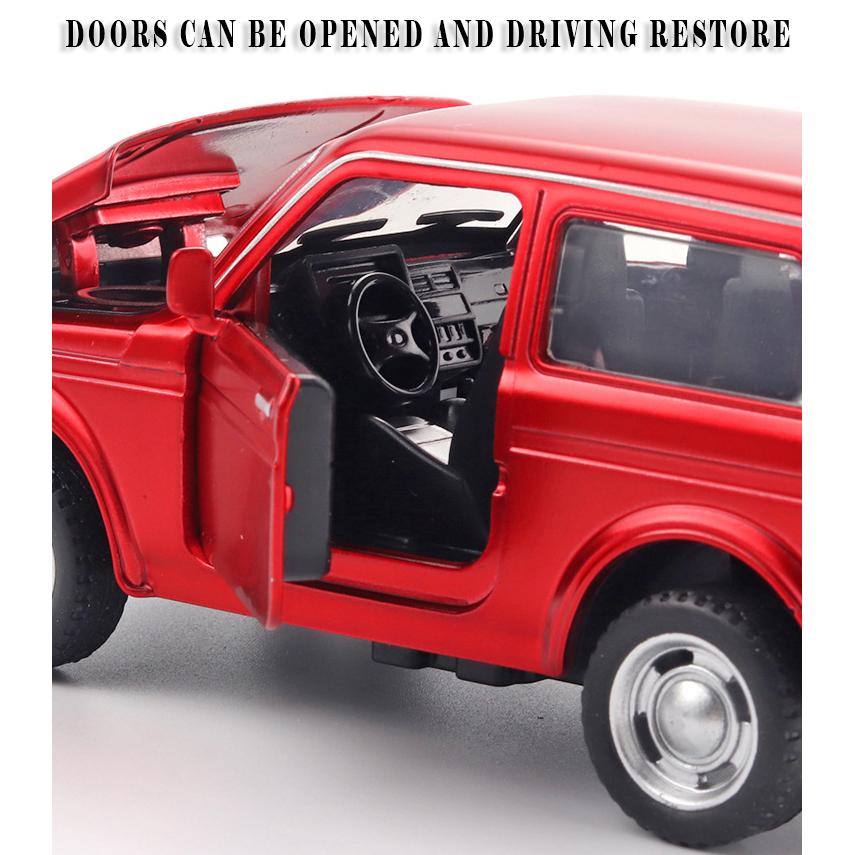 1/32 Scale Lada NIVA Jeeps Diecast Car Model Toy, Pull Back Toy Vehicle with Sound and Light for Kids Toddler Boys Girls Gift Collection