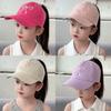 Children's Sweet Embroidered Ponytail Bow Baseball Cap - Breathable, Thin Sun Hat