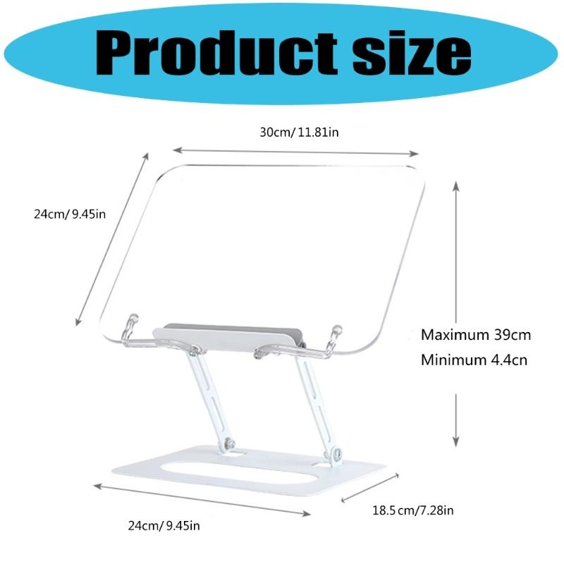Ergonomic Acrylic Book Stand Height Adjustable and Angle for Reading Study and Cooking Foldable Portable Design