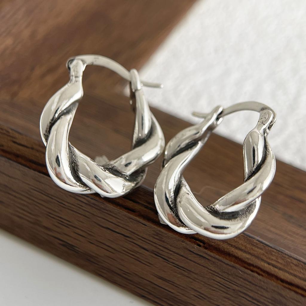 925 Sterling Silver Earrings For Women Trendy Vintage Twist Earring Jewelry Prevent Allergy Party Accessories Gift
