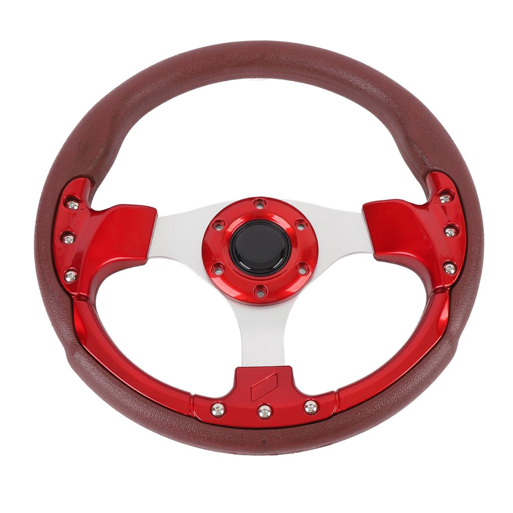 13in Universal Racing Steering Wheel Shockproof PU Leather Sport Style Steering Wheel for Vehicle with 6 Hole Hub