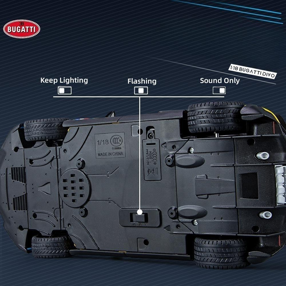 1/18 Bugatti Divo Super Model Samochodu Zabawkowego Odlewany Miniaturowy Model Wyścigowy Otwierane Drzwi Dźwięk Światło Kolekcja Prezent dla Chłopca Dzieci