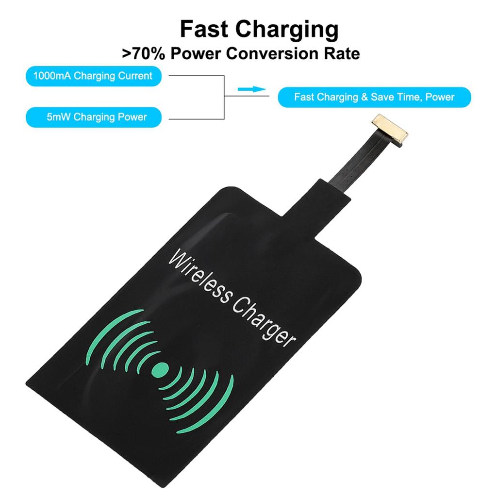 1000mA Charging Current Wireless Charger Receiver >70percent  Conversion Rate Receiver ‑ Micro USB