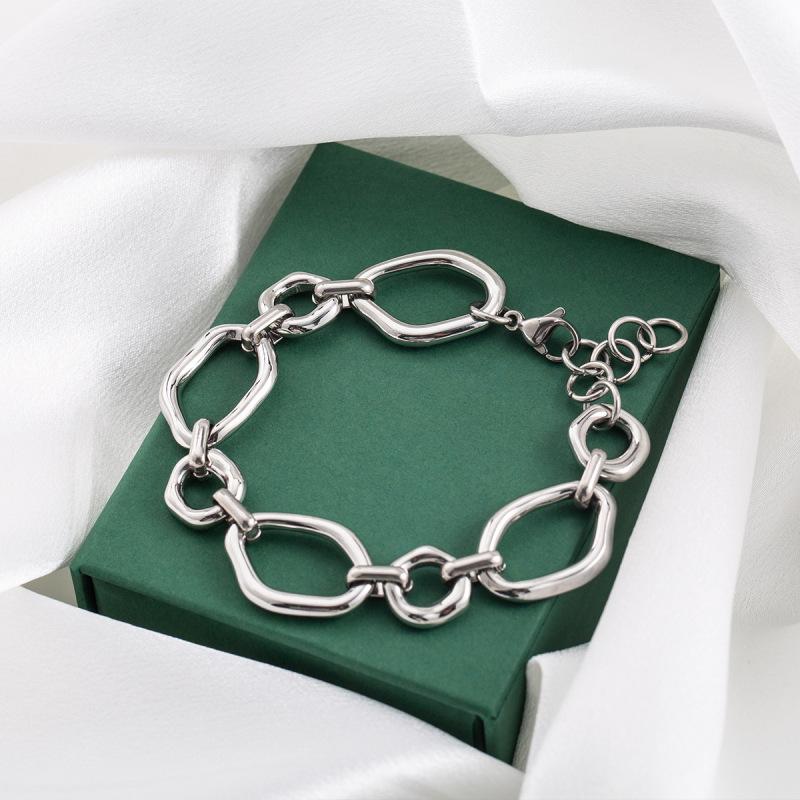 

Легкие роскошные мужские и женские браслеты в преувеличенном металлическом стиле из титановой стали неправильной формы с геометрическим кругом лавы.