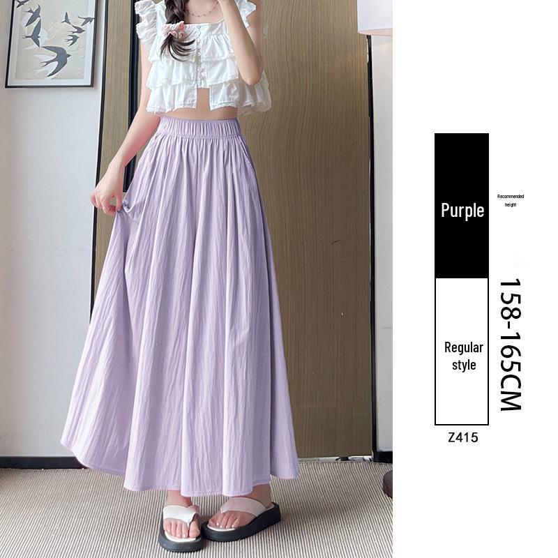 Yamamoto Women s High-Waist A-Line Culottes - Summer 2025 Ice Silk Midi Skirt S [80-100 lbs]
