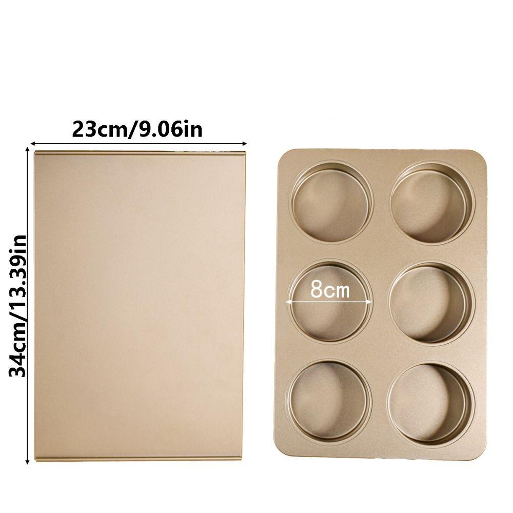 6-Cavity Carbon Steel Baking Tray Non-Stick Oven Baking Plate Hamburger Bun Mold  Kitchen Cooking