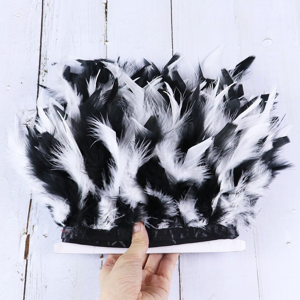 1Meter Mixed Color Turkey Feather Trim Fringe 10-15cm Dyed Feathers Ribbon for Costume Party Dress Decoration Accessory Crafts