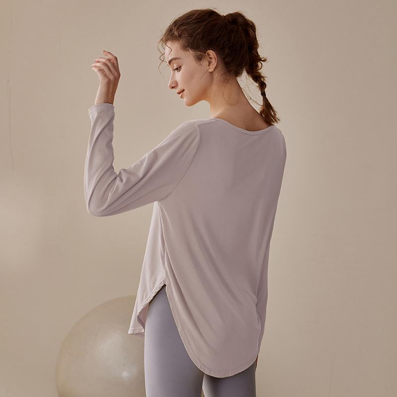 

Женский топ для йоги с длинным рукавом 2023 - Весенне-осенний свободный крой для бега, пилатеса и фитнеса Extra Large