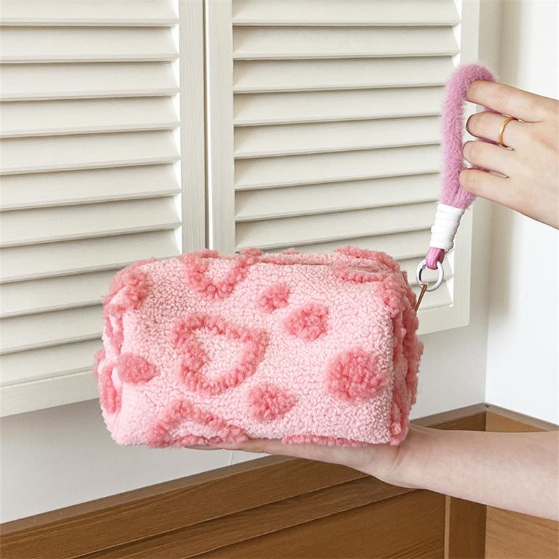 Sweet Girly Plush Large-Capacity Cosmetic and Toiletry Travel Bag