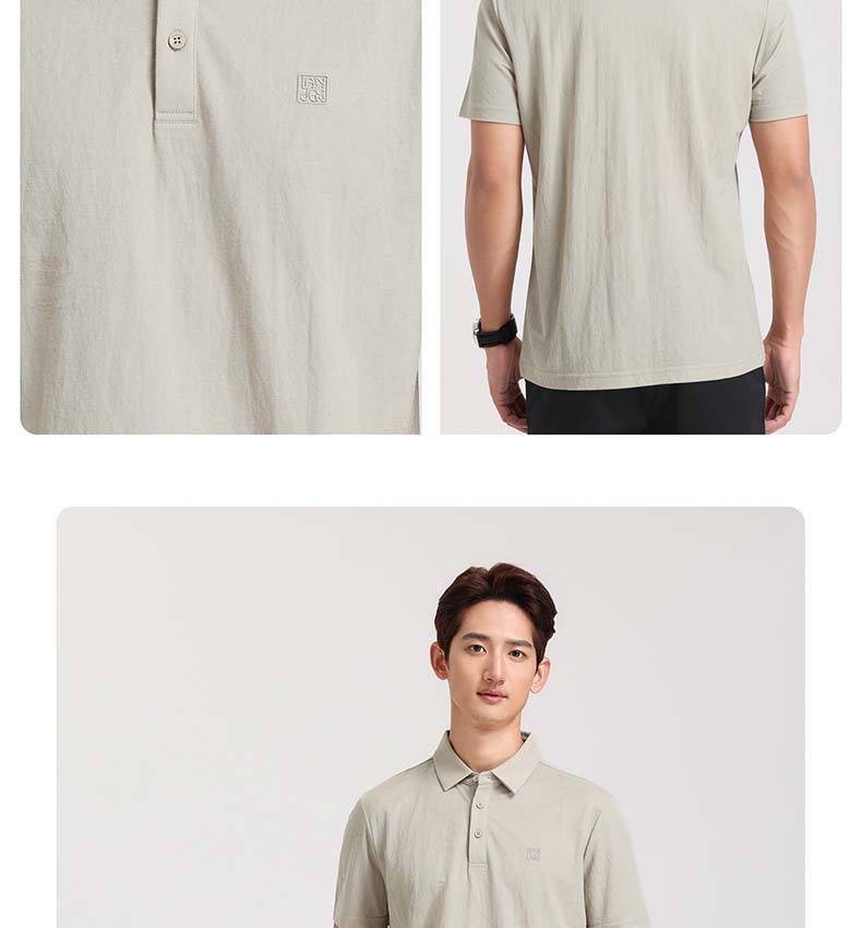 Langdeng Men's Breathable Short-Sleeved Polo Shirt