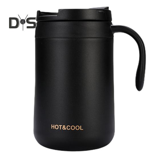 

Изолированная дорожная кружка 500 мл с ручкой крышки, портативная многоразовая термокружка для горячих/холодных напитков, кофейная чашка из нержавеющей стали 500ML чёрный