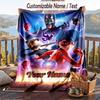 Miraculous Ladybug Flannel Blanket, Personalized Custom Name Text, Soft Warm Plush Throw Blanket For Gift