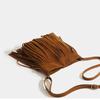 Vintage Wildleder Quasten Umhängetaschen, Vielseitige Schultertasche für Damen, Quadratische Tasche mit Fransen im Boho-Stil, Handtaschen für den täglichen Gebrauch