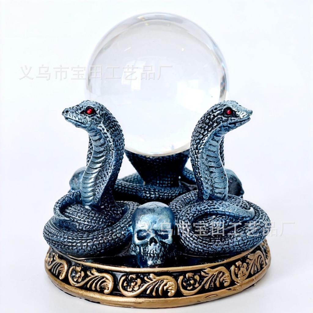 New Resin Sculpture Eye Snake Crystal Ball Base Home Office Desktop Crystal Ball Base Decoration