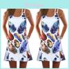 Vintage Boho Women Loose Summer Sleeveless 3d Floral Print Tank Mini Dress For Effortless Style